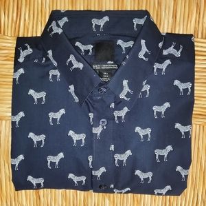 H&M Zebra Print Slim Fit Button Up